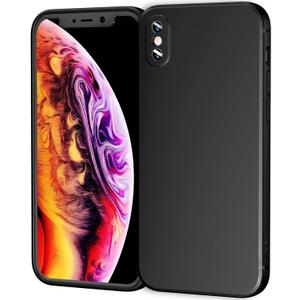 TENOC Phone Case Compatible with iPhone X & iPhone Xs, Black Case Anti-Fingerprint Protective Bumper Matte Cover for 5.8 Inch