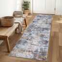IOHOUZE Abstract Runner Rug 2x6 Ft Washable Runners for Hallways, Non Slip Kitchen Runner Soft Printed Faux Wool Entryway Runner Indoor, Modern Abstract Floor Carpet for Hall Bedroom, Orange Grey (2' x 6' (Runner), Orange/Brown/Grey)