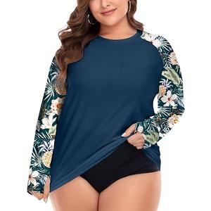 FOREYOND Plus Size Rash Guard Shirts for Women Long Sleeves UPF 50+ Sun Protection Loose Fit Swimming Tops Swimwear
