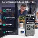 136GB Digital Voice Recorder with Playback, 1536Kbps Dual Microphone Stereo Audio Activated Recorder, Ponovo Ultra-Slim Mini Recording Device with Noise Reduction for Lectures, Interviews, Meetings