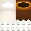 Amico 12 Pack 8 Inch 5CCT LED Recessed Ceiling Light with Night Light, 2700K/3000K/3500K/4000K/5000K Selectable Ultra-Thin Recessed Lighting, 18W=120W, 1600LM, Dimmable Canless Wafer Downlight ETL&FCC (White)