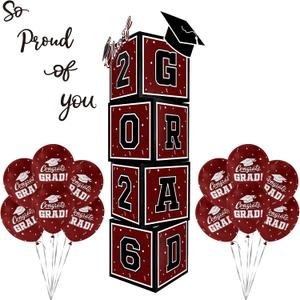 2 x 2026 Graduation Decorations Set - So Proud of You - Class of 2025 Balloon Boxes for Memorable Grad Party Supplies, Indoor/Outdoor Congrats Grad Home Door Dcor Essentials maroon and black