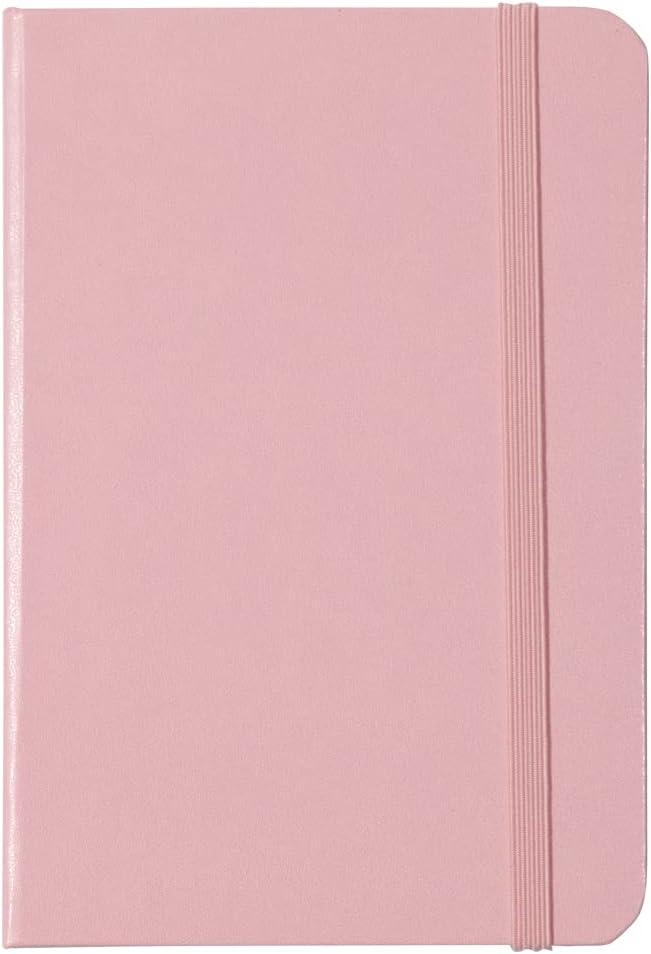 JAM PAPER Hardcover Notebook with Elastic Band - Travel Size Journal - 4 x 6 - Baby Pink - 70 Lined Sheets - Sold Individually