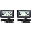 2-Pack Mini Digital Hygrometer Thermometer Gauge with Probe LCD Display Temperature Fahrenheit Humidity Meter for Incubator Reptile Plant Terrarium Sealed Containers Guitar Case