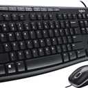 Logitech MK200 Media Combo Wired Keyboard and Mouse, Full-Size Keyboard with Easy-Access Media Controls, High-Definition Optical Mouse, Plug and Play USB Connection Black