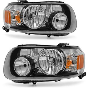 for 2005 2006 2007 Ford Escape/Submodel/Hybrid/Limited/XLS/XLT Headlamp Compatible with Escape 05-07 Headlights Assembly Chrome Housing Amber Reflector Replacement Pair Left and Right Side