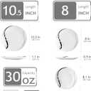 VEWEET Porcelain Dinnerware Sets for 6, 18 Pieces Plates and Bowls Set with Black and Grey Ribbon Lines, Dishes Set Dining Ware for Dinner, Microwave and Dishwasher Safe, Series FIONA