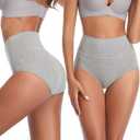 ANNYISON Womens Underwear, Soft Cotton High Waist Breathable Solid Color Briefs Panties for Women (XL)