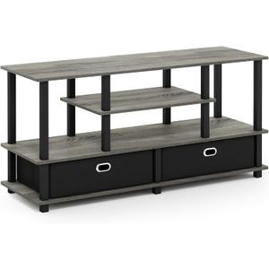 Furnio Large Stand for up to 55-Inch TV, French Oak, 47. 63(W) x 15. 55(H) x 22. 79(D) Inches., Grey/Black