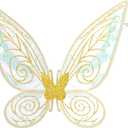 quescu Fairy Wings for Adults,Butterfly Wings for Girls,Angel Wings,Fairy Costume for Women Halloween Dress Up Party Favor (Gold)