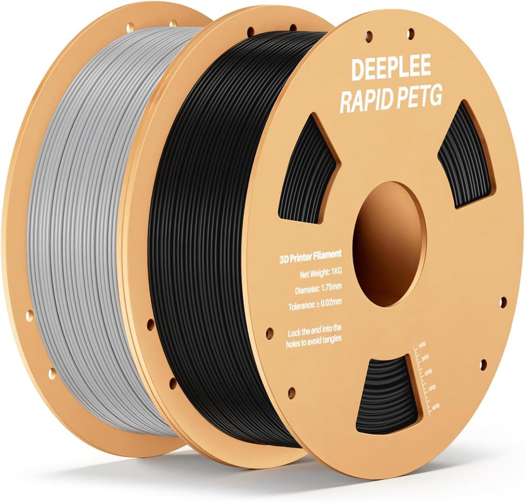 DEEPLEE Rapid PETG Filament 1.75mm, High Speed PETG 3D Printer Filament Up to 600 mm/s, Dimensional Accuracy +/- 0.02 mm, Fits for Most FDM 3D Printers, 2 Pack 1kg Black & Gray