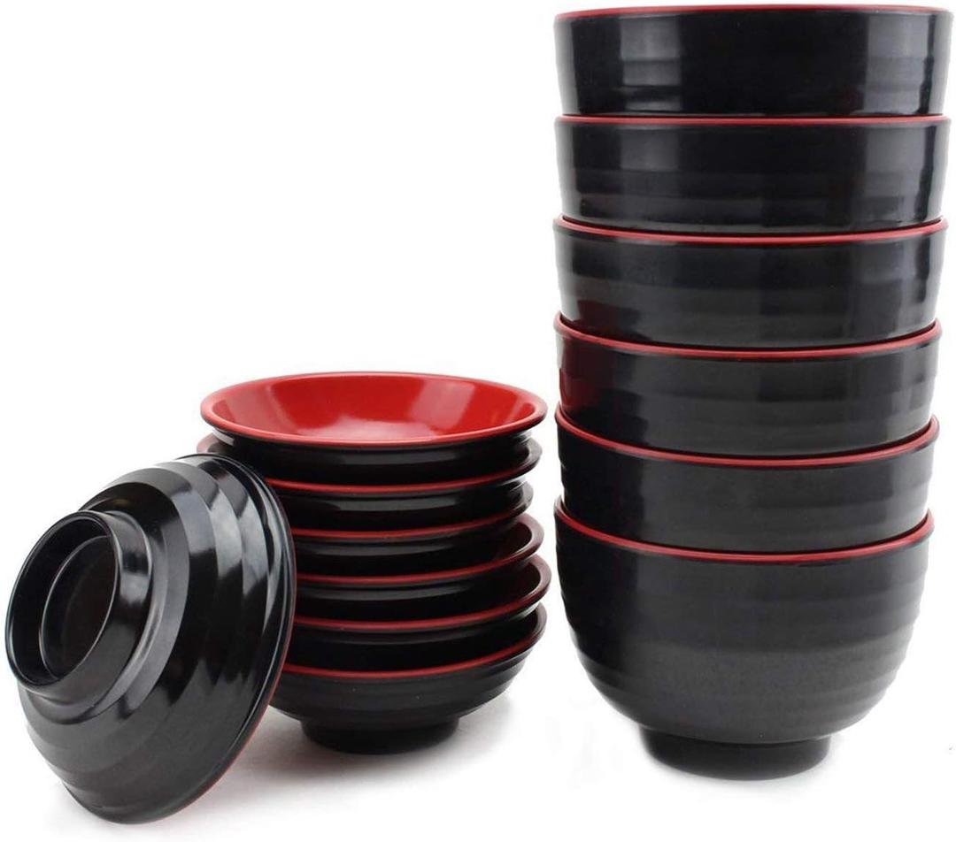usamjtable Set of 6 Japanese Melamine 4" Miso Soup Rice Bowls With Lid (B11894) ~ We Pay Your Sales Tax