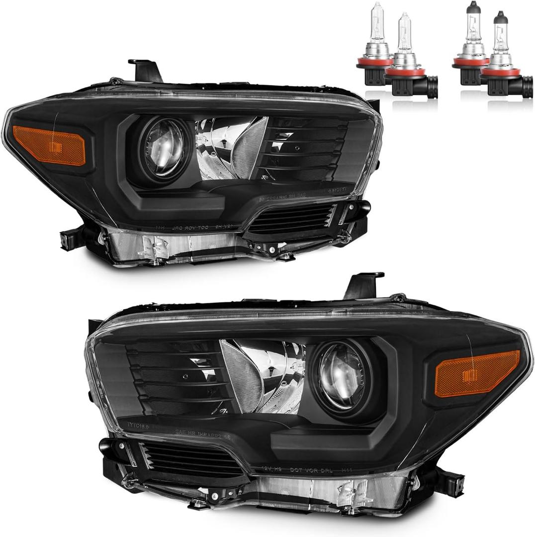 Headlights Assembly for 2016-2023 Toyota Tacoma (Fits Models w/o Factory LED DRL Only) Headlamp Replacement Driver & Passenger Side