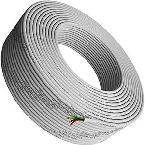 Tupavco Phone Cable 300ft Rounded White Roll (100m Long) 4x1/0.4 26 AWG Gauge Solid Wire -Round Telephone Cord Line Extension Bulk Rool Reel -Compatible with RJ11 4P4C Crimp End Connector Jack TP801