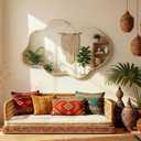 Gold Mirror Irregular Wall Mirror, Asymmetrical Mirror, Irregular Bathroom Mirror, Decorative Wall Mirror, Wavy Abstract Mirror for Bedroom, Bathroom & Hallway (24"x36", 1 Pack)