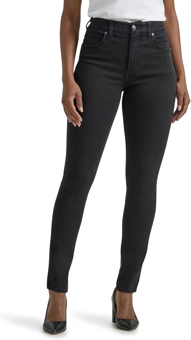 Lee Women's Ultra Lux Comfort with Flex Motion Skinny Leg Jean with Ever Fit (16, Black)