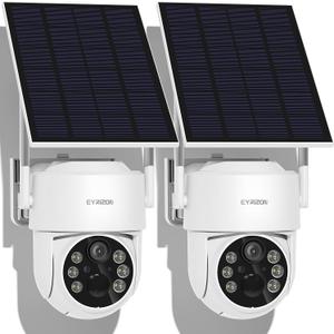 2 Pack 4MP Security Camera Wireless Outdoor, 6 Spotlights and 2.5K HD Color Night Vision Solar Powered Camera with 2.4GHz Wifi, APP Control, PIR Sensor, 2-Way Audio, IP66, SD Card/Cloud Storage (White)