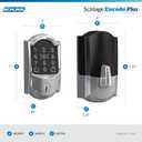 Schlage Encode Plus Smart Wi-Fi Lock for Front Door, Keyless Entry Deadbolt, Unlock with Apple Watch, Built-in WiFi and App Control, Easy Install, Alexa & Apple HomeKit Compatible, Bright Chrome