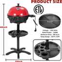 QPMR Electric Grill Outdoor/Indoor,Portable BBQ Grill with Nonstick Surface,200 Square Inches Indoor Electric Barburcue Grill with Adjustable Heat,Stand/Tabletop,for Patio/Yard/Home(Red)