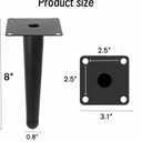 Blacke Metal Furniture Legs Heavy Duty Straight Furniture Feet DIY Modern Replacement Legs for Cabinet Sofa Couch Chair-Set of 4 (Blacke, 8")