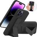 LAUDTEC Silicone Kickstand Case Compatible with iPhone 14 Pro Max, Flexible Soft Liquid Silicone Stand Case for iPhone 14 Pro Max (Black)