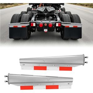 VEVOR Chrome Straight Spring Loaded Mud Flap Hangers, 2-1/2" Bolt Spacing Mudflap Hangers for Semi Trucks, 1 Pair Heavy Duty Semi Truck Mud Flap Hanger Set with Aluminum Reflective Plates, Silver