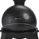 Gaiam Classic Balance Ball Chair Exercise Stability Yoga Ball Premium Ergonomic Chair for Home and Office Desk with Air Pump, Exercise Guide and Satisfaction, (Black)