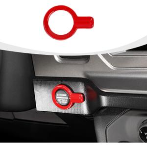 RAZPOY for Bronco Push Start Button Cover, Engine Start Stop Button Trim Compatible with 2021-2026 Ford Bronco Interior Accessories, Red