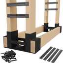 Jusgym Firewood Rack Outdoor Indoor, Heavy-Duty Plastic Firewood Rack Brackets Kit with 4 Support Bars, 3.5mm Thick Adjustable Fire Wood Storage Racks with Drainage Holes, Set of 2