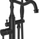 Matte Black Bathtub Faucet Freestanding Tub Filler High Pressure Single Handle Bathtub Filler Floor Mounted Brass Bathroom Tub Faucets with Handheld Shower