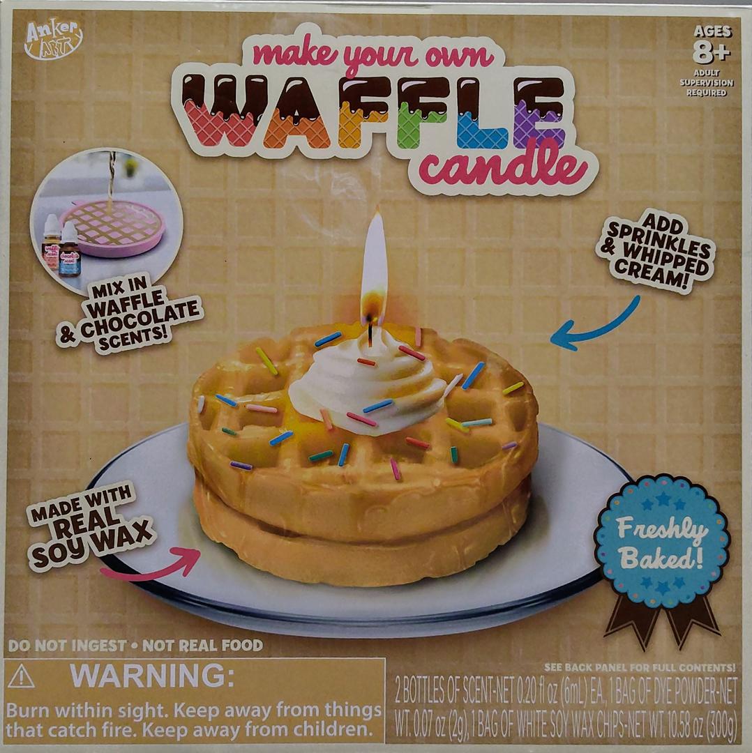 Make Your Own Waffle Candle Kit – Includes Real Soy Wax, Waffle & Chocolate Scents, Sprinkles & Whipped Cream – DIY Craft Set for Kids Ages 8+, Set of 2