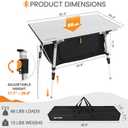 HEYTRIP Folding Camping Table with Storage Bag Roll-Up Aluminum Portable Beach Table Adjustable Height Picnic Table, Grey, 20'' x 35'' x 25''