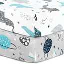 Pack n Play Stretchy Fitted Playard Sheet Set BROLEX 2 Pack Portable Mini Crib Sheets,Convertible Playard Mattress Cover,Ultra Soft Material, Space Planet