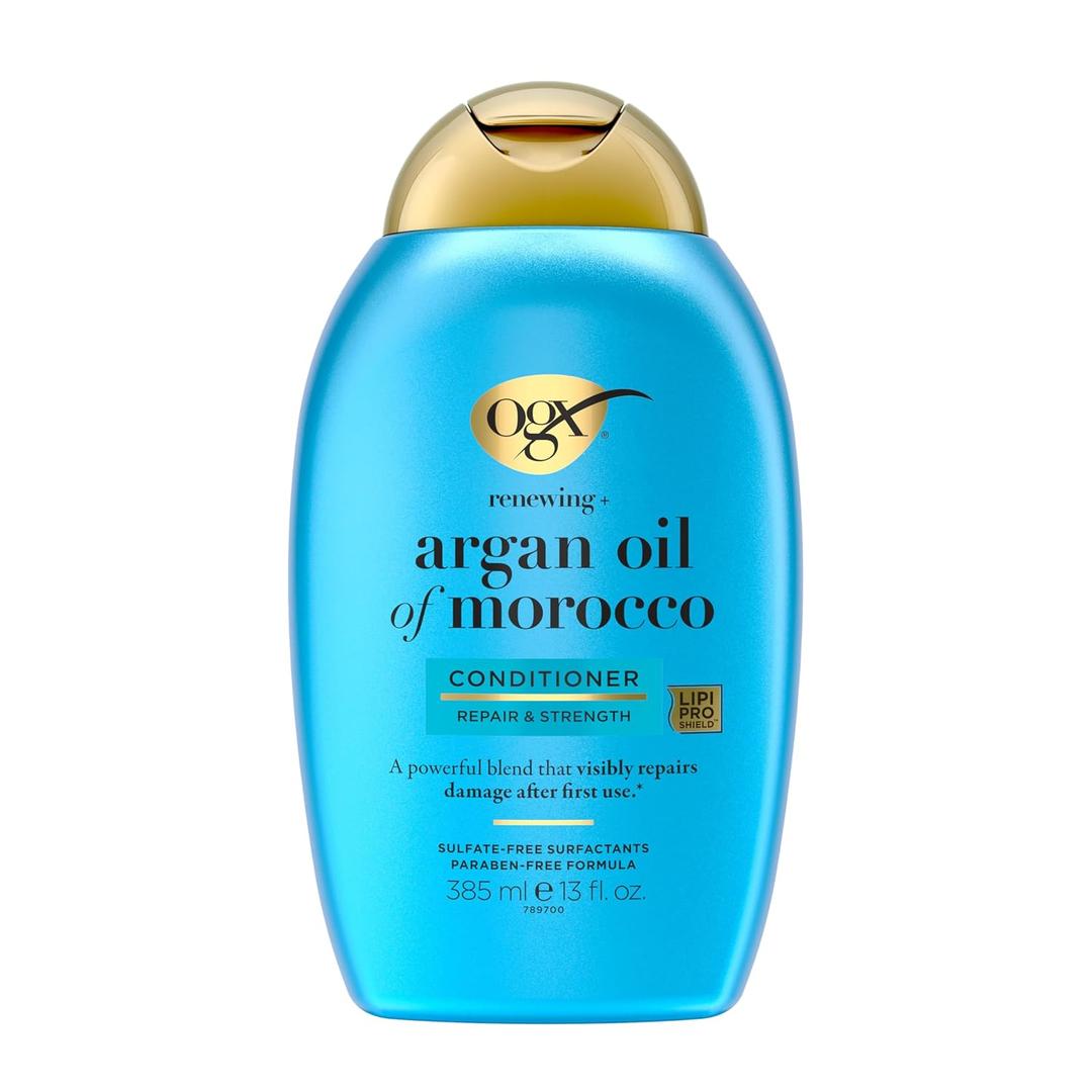 OGX Renewing + Argan Oil of Morocco Conditioner, Repair Conditioner & Argan Oil Helps Strengthen & Repair Dry, Damaged Hair, Paraben-Free, Sulfate-Free Surfactants, 13 fl. oz
