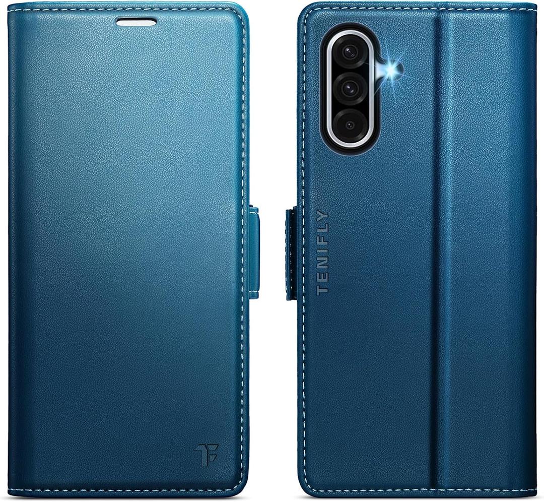 for Samsung Galaxy A17 Case Wallet with RFID Blocking Card Holder, PU Leather Kickstand Protective Flip Phone Cover Fit for Galaxy A17 5G 6.7", Blue