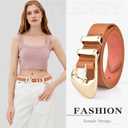 Ssumday Women's Leather Belts for Jeans Dress Pants Black Brown White Belts for Women Ladies Waist Belts with Gold Buckle