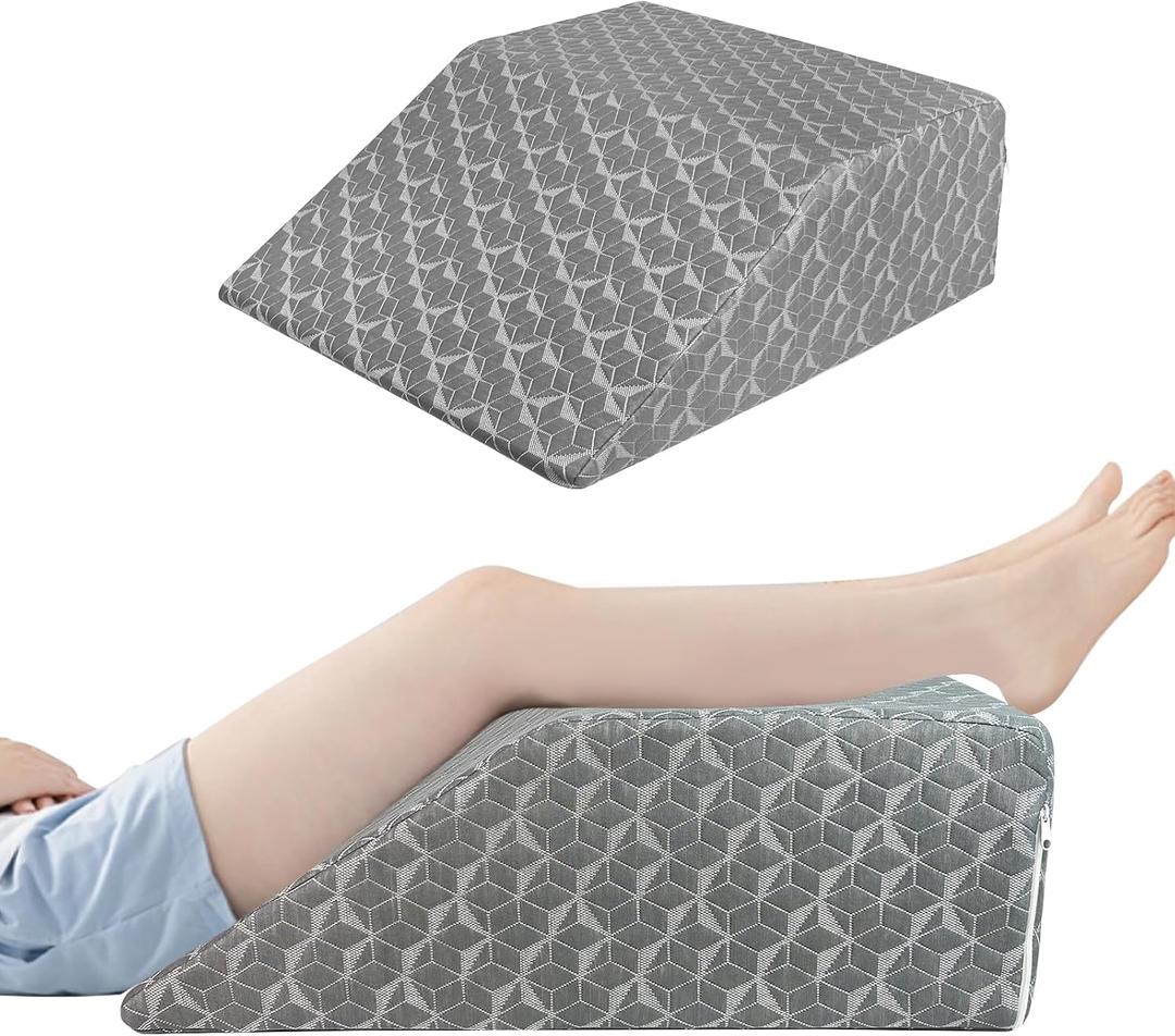 SUBCULTUREPICK Leg Elevation Pillow, Bed Wedge for Sleeping Back Support, 8'' Led Elevating Pillow, Wedge Pillow for Legs, Knee, Ankle Elevation Post Surgery, Removable Breathable Cover