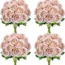 48 PCS Boho Roses Artificial Flowers - Fake Silk Floral with Long Stems Bulk for Table Centerpieces DIY Bouquet Arrangements Wedding Party Bridal Shower Vase Decorations