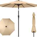 HOMSHADE Outdoor Patio Umbrella - Market Table Pool Deck Umbrella with Push Button Tilt, Crank, UPF50+ UV Protection and Sturdy Ribs, 3-Year Fade Resistance, 220GSM Solution-Dyed Fabric (No base)