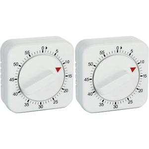 Square 60 Minute Mechanical Kitchen Timer, Easy to Use Visual Cooking Timer with Strong Magnet and Loud Alarm, Manual Countdown Timer for Classroom, Home, Study and Cooking (2 Pack)