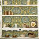 3 x CiCiwind 15.5"393.7" Peel and Stick Wallpaper Vintage Peacock Contact Paper Removable Self Adhesive Wall Paper Mustard Ginger Wallpaper for Bedroom Living Room Decoral Cabinets