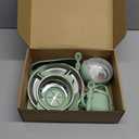 13 Pack Silicone Baby Feeding Set, BPA-Free Stainless Steel Toddler Feeding Supplies, Include Suction Plates, Baby Bowls, Silicone Fork & Spoon, and More, First Stage Baby Dish Set - 6+ Months (Green)