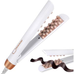 Hair Straightener and Curler 2 in 1 Brush, Hair Straightening Brush with Teeth for Straight and Curly Hair Styling, 4 Temp-Settings, Safety Lock