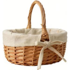 Small Wicker Basket Wicker Picnic Basket Storage Basket Bread Basket, Eggs Candy Basket for Candy Harvesting Photography Prop, 
Shape	Round
Product Dimensions	7.08"D x 7.87"W x 8.26"H