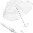 Adult Clear Bubble Rain Umbrella with Dome Canopy and Lightweight Wind and Rain Protection (52 Inch Arc, White)