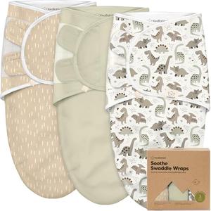 3-Pack Organic Baby Swaddle Sleep Sacks - Swaddles for Newborns, Infant 0-3 Months, Baby Girls, Boys, Soft & Snug Newborn Sleep Sack, Nursery Swaddling Blankets (Dino Ridge, OS)