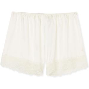 Intimissimi Woman's Lace Trim Silk Shorts (Beige, M)