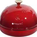 Flavehc Cast Iron Bread Oven With Cloche Lid for Baking - Red Enameled Dutch Oven With Dome Lid for Sourdough - 5 qt
