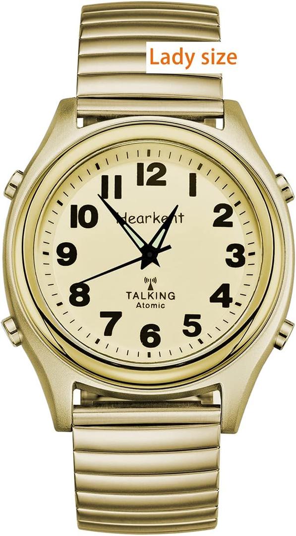 Talking Watch for Women-Elderly or Visually Impaired Watches American-Style English Voice Timekeeping Watch-Ideal Gifts for Mother or Sisters, (Gold)