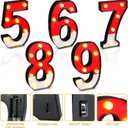 Mudder Red and White Light up Numbers Party Decorations, LED Anime Cartoon Pattern Glowing Numbers, Birthday Table Centerpieces Cartoon Animated Birthday Party Supplies, 8.58 x 5.2 Inches(7)